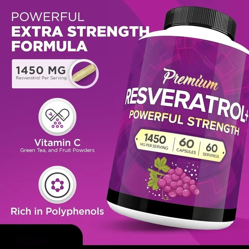 Herbal Tea For Wellness - 1450mg レスベラトロール - ピュアホワイトレスベラトロールサプリメント、緑茶とアサイベリー、アンチエイジング、免疫、関節の健康サポート