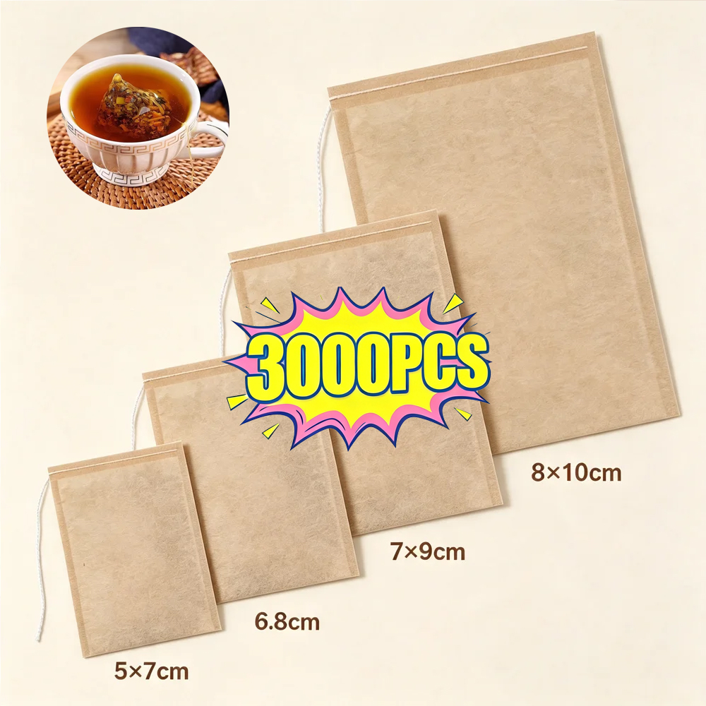Herbal Tea For Wellness - 100/3000枚入り使い捨てティーフィルターバッグ、紐付き空ティーバッグ、生分解性紙袋、コーヒー豆、スパイス、ハーブ、薬用