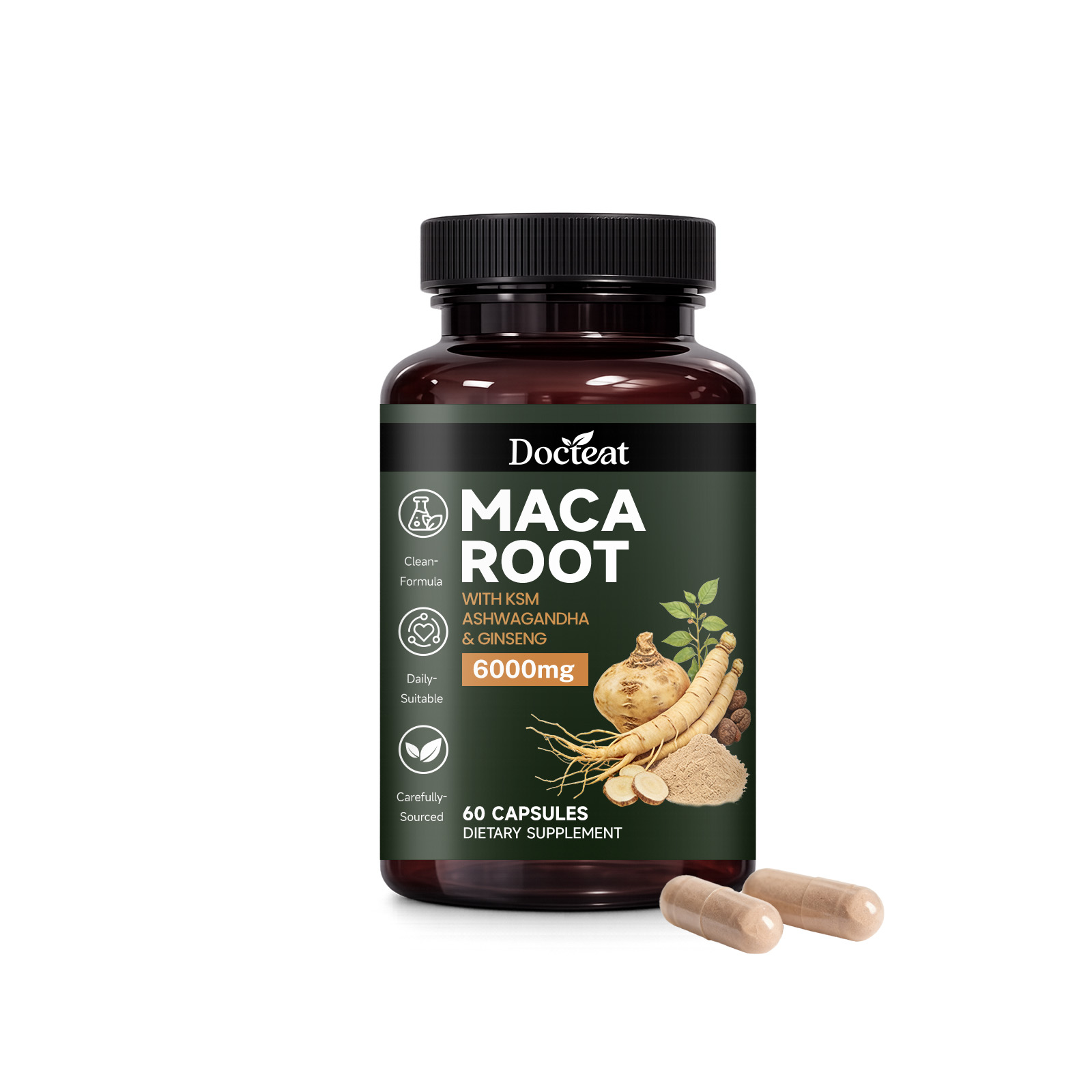 マカ根＆高麗人参カプセルは、エネルギー、体力、筋肉の健康をサ - Valerian Root Capsule のレビューと価格